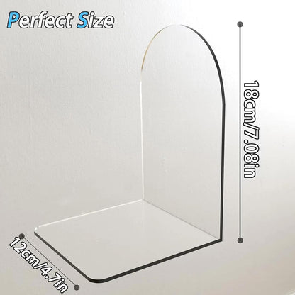MerryNine Clear Book Ends 2pcs, Acrylic Bookends for Shelves, Non-Slip Bookend Decorative for Heavy Duty Book, Books Holder Stopper for Kids, Bookshelf Dividers Books Organizer for Office Home School