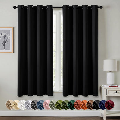 MIULEE Blackout Curtains for Bedroom Living Room 2 Panels, Thermal Insulated Room Darkening Drapes Grommet Noise Reducing Light Blocking Window Treatments 63 Inches Long 40x63 Inch Black - Colors B