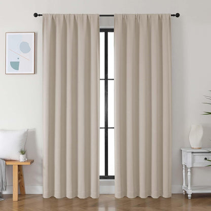 Simplebrand Ava Sage Green Blackout Curtains for Bedroom 63 Inch Length 2 Panels Set, Solid Thermal Insulated Energy Saving Rod Pocket Window Treatment Curtains Blackout Drapes, W40 x L63 Inch, Sage - Colors B