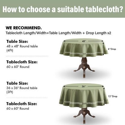 MIULEE Beige Rectangle Linen Polyester Tablecloth with Decorative Cutouts Spring Waterproof Stain Resistant & Shrink-Proof Table Cloth 52x70 inch Farmhouse Style for Dining Wedding and Outdoor