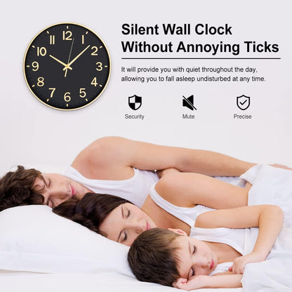 HZDHCLH Wall Clocks Battery Operated,12 inch Silent Non Ticking Modern Wall Clock for Living Room Bedroom Kitchen Office Classroom Decor (Olive Green and Gold)