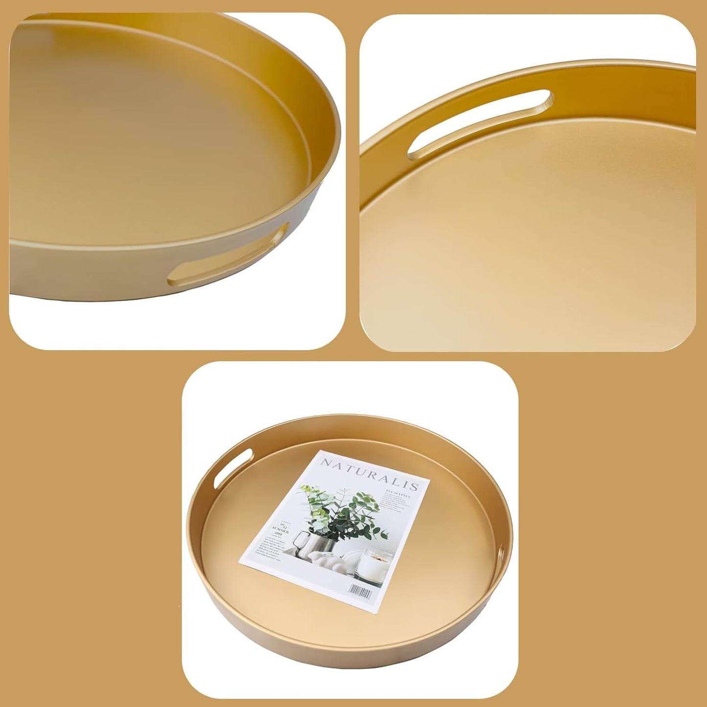 Green Decorative Tray with Handles, Versatile Serving Tray for Coffee Table, Ottoman, Ideal for Serving, Displaying, Organizing, 15.7"*10.2"*1.57"