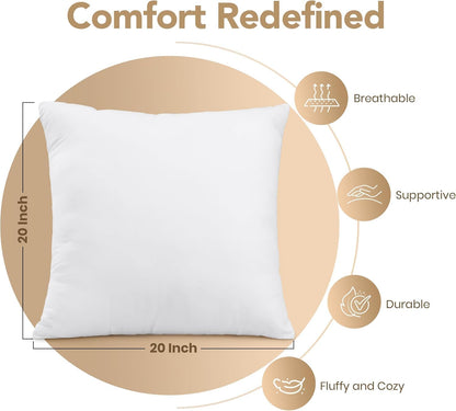 Utopia Bedding Outdoor Pillow Inserts 18 x 18 Inches (Pack of 4, White), Water Resistant Garden Throw Pillows for Patio and Porch Furniture