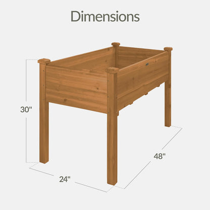Best Choice Products 72x24x30in Raised Garden Bed, Elevated Wood Planter Box Stand for Backyard, Patio, Balcony w/Divider Panel, 6 Legs, 300lb Capacity - Natural