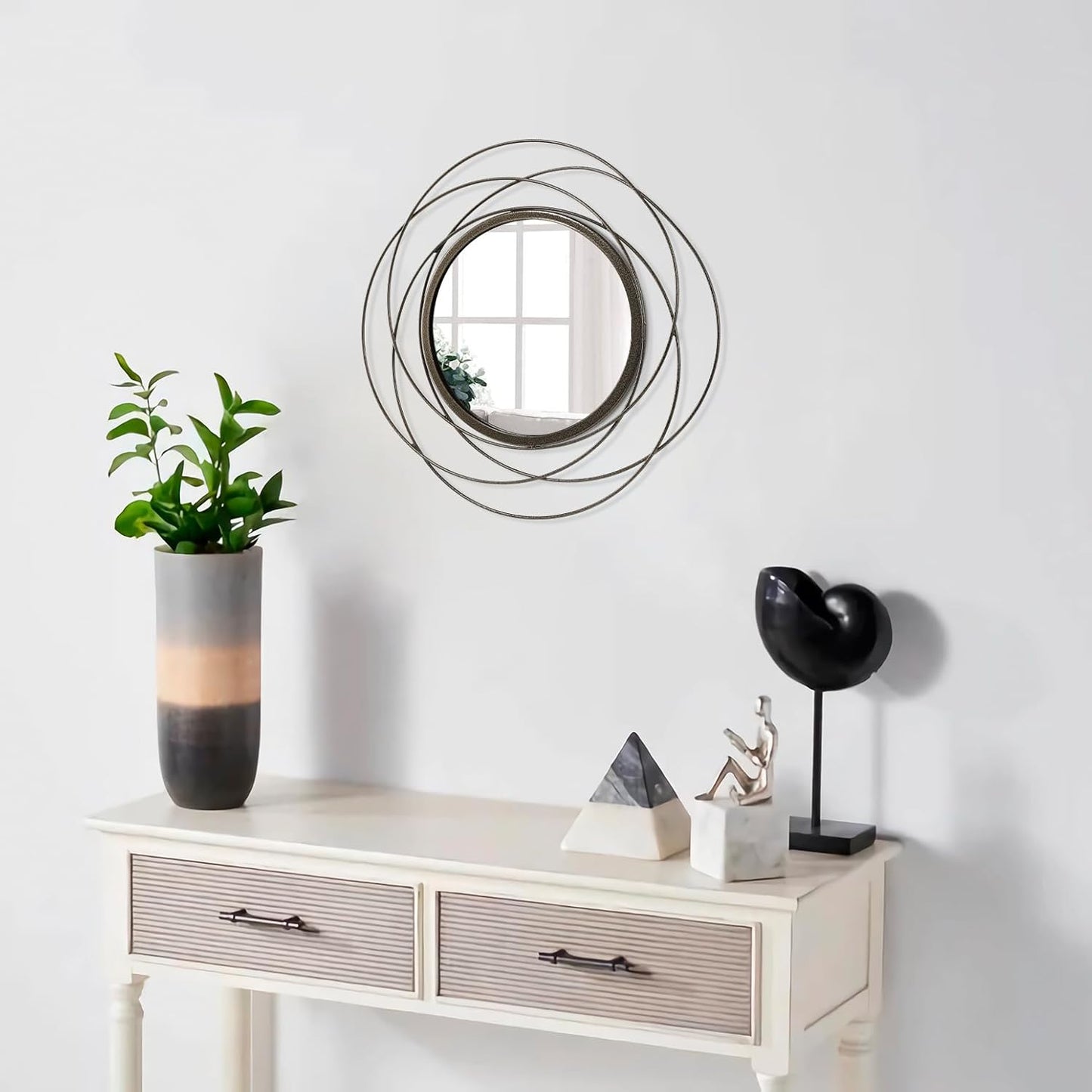 Gold Sunburst Mirrors for Wall Decorative Metal Round Art Mirrors Large Wall Decor Hanging Mirror for Bathroom Bedroom Living Room Vanity Entryway 16"