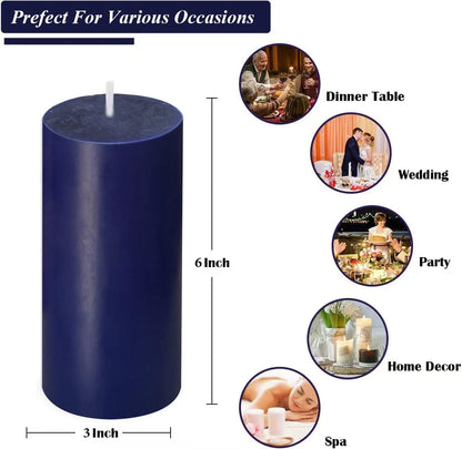 2 Pack 3x6 Inch Sage Green Unscented Pillar Candles - 70 Hour Long Burning Dripless Smokeless Candles for Home Decor Weddings Festivals Spa Meditation