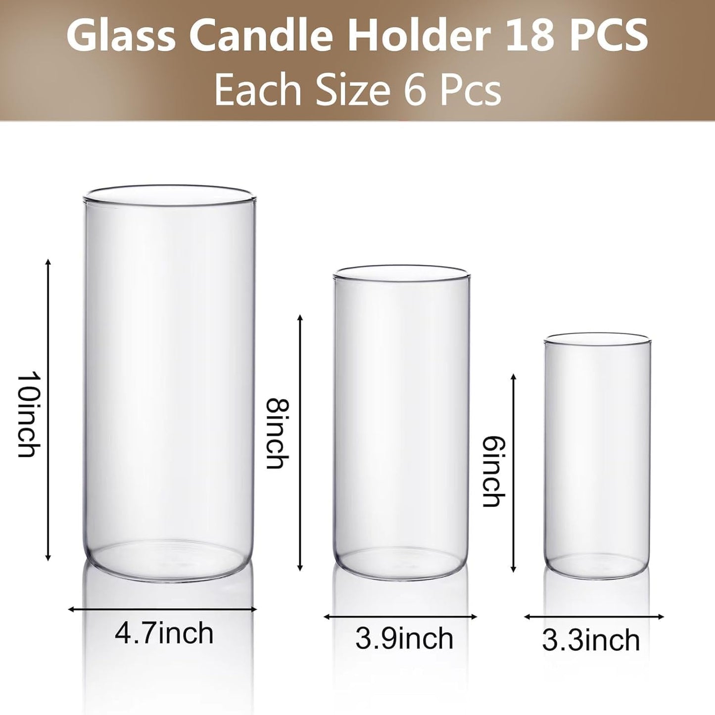 PHOSPHOR Hurricane Candle HoldersFor Pillar Candle Clear Glass Cylinder Centerpieces Vases Table Decoration Centerpiece Floral Room Decor Clear Seeded Bubbles Living Dining Kitchen 3 Pieces