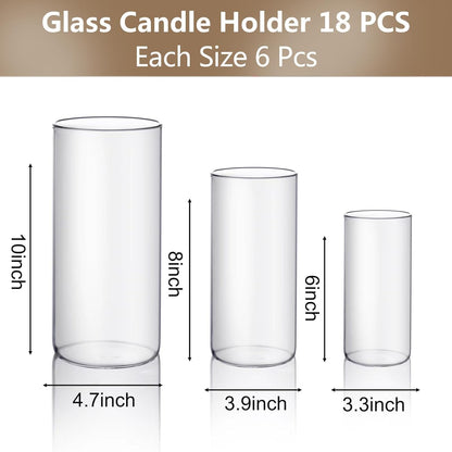 PHOSPHOR Hurricane Candle HoldersFor Pillar Candle Clear Glass Cylinder Centerpieces Vases Table Decoration Centerpiece Floral Room Decor Clear Seeded Bubbles Living Dining Kitchen 3 Pieces