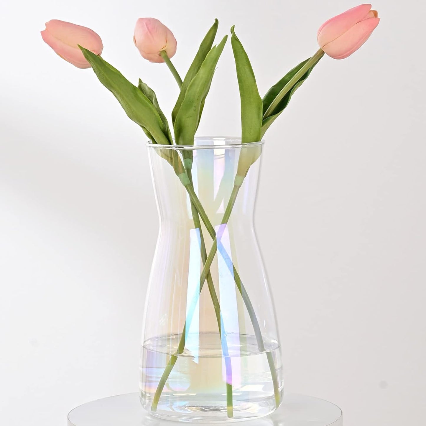 8 inch Clear Glass Flower Vases for Centerpiece Table Home Indoor Desk Decor,Ins Modern Boho Style Vase for Wedding Housewarming Gift