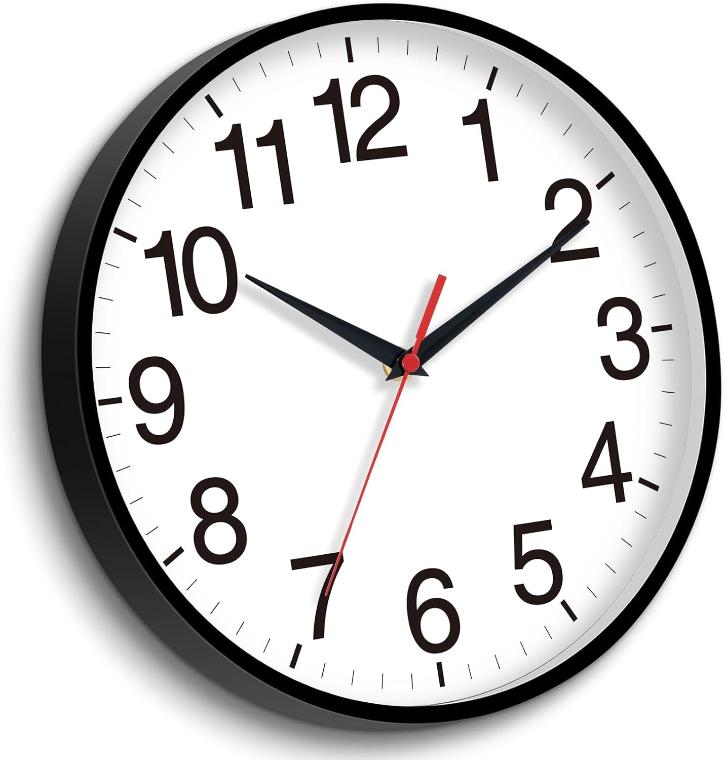 Rohioue Wall Clock Modern 8 Inch Battery Operated Silent Non Ticking Small Analog Clock for Living Room Office Home Bedroom Kitchen Bathroom(Black)