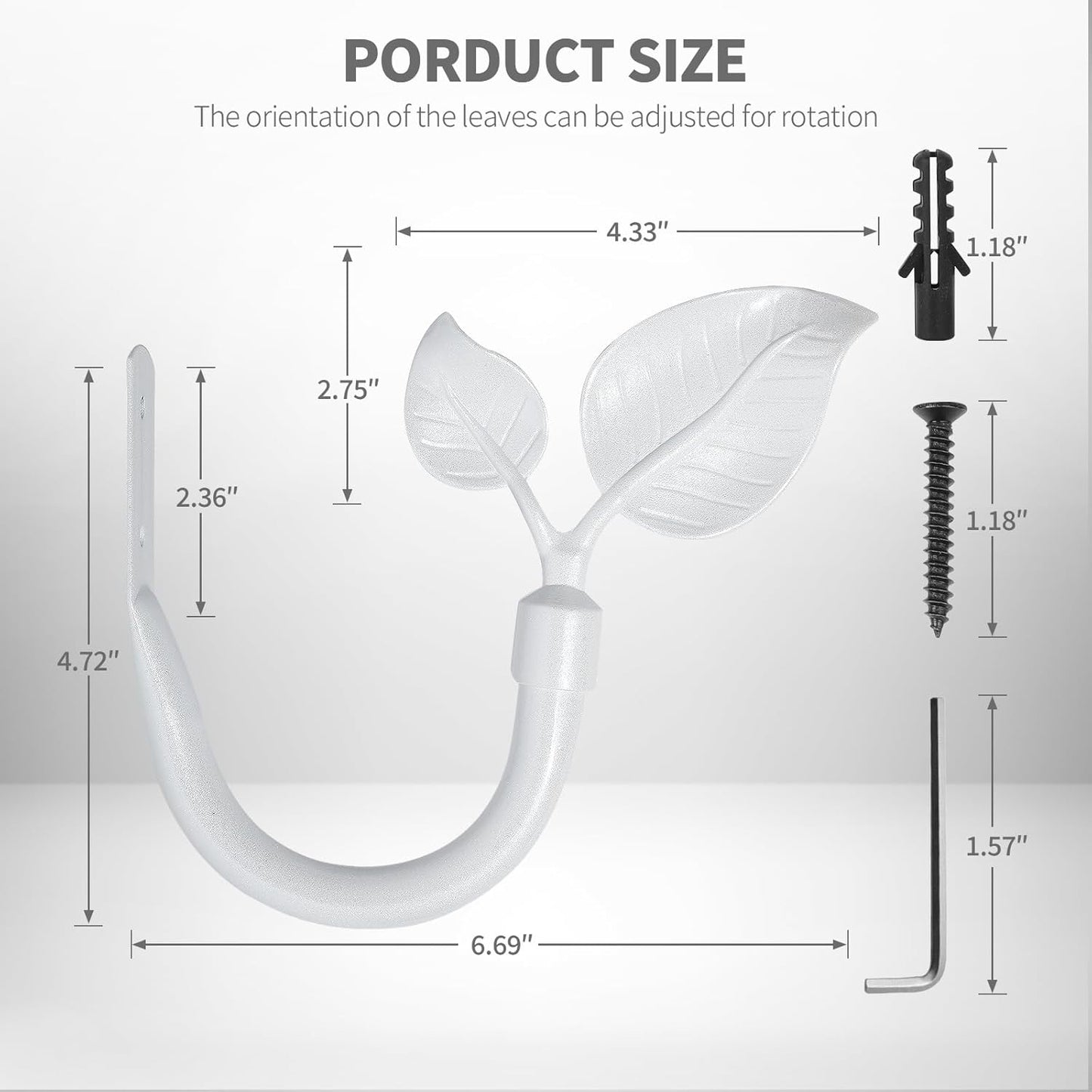 HIKMLK Leaf Shaped Curtain Tieback Holdbacks 2pcs, Handmade Metal Curtain Side Holders for Wall, Curtain Hook Pull Backs for Drapes Window Decoration