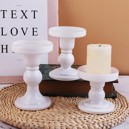 6-Piece Set of Glass Candlestick, Crystal Candlestick Holder Holder and Conical Candle, Christmas Candle Holder Decoration, Family Living Room Wedding Candle Holder (Clear 2sets)