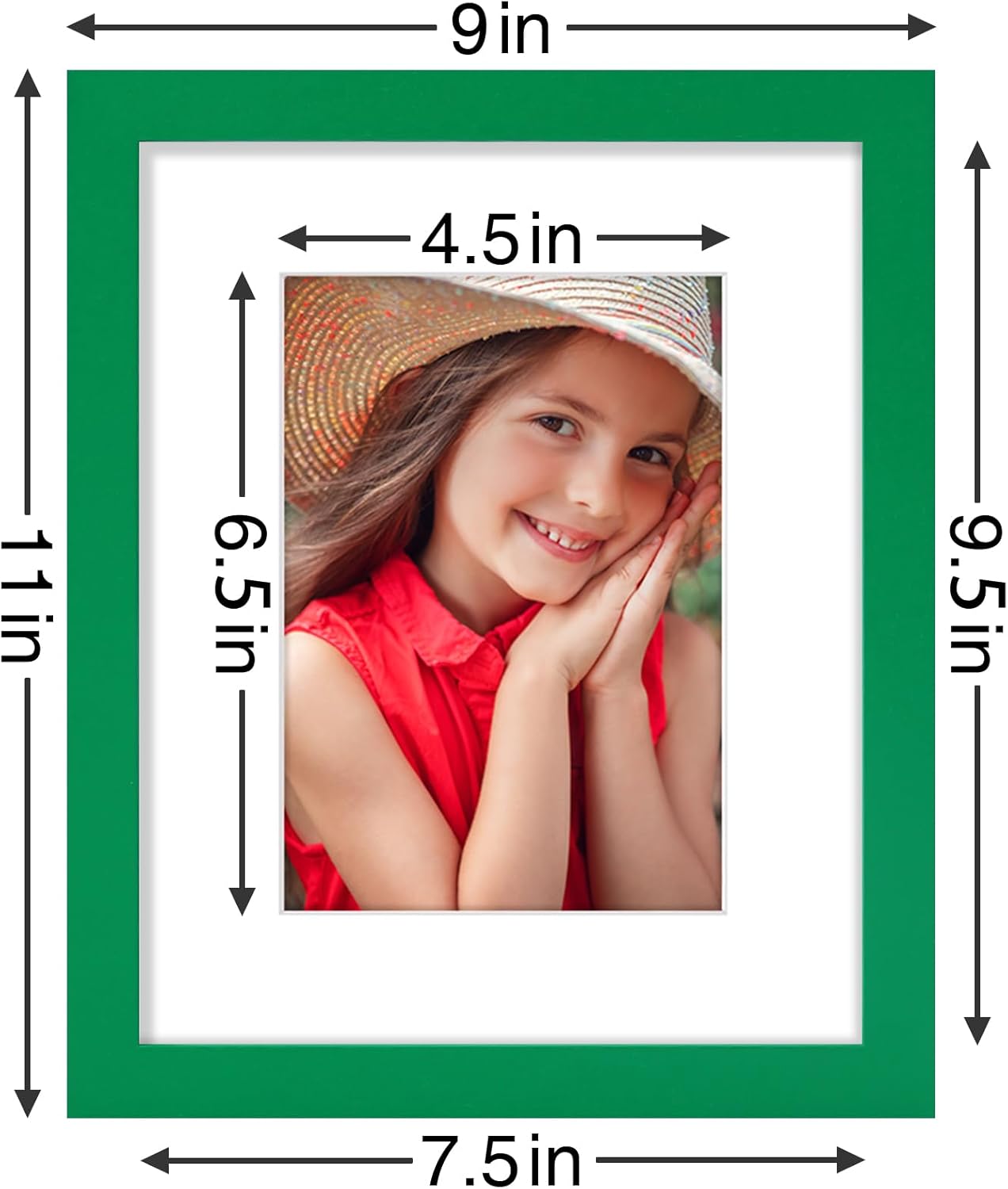 Vittanly 8x10 Picture Frames Set of 9, Shatter Resistant Plexiglass, Display 5x7 Pictures with Mat or 8x10 without Mat, Photo Frames for Wall or Tabletop, Engineered Wood, Black - Colors B