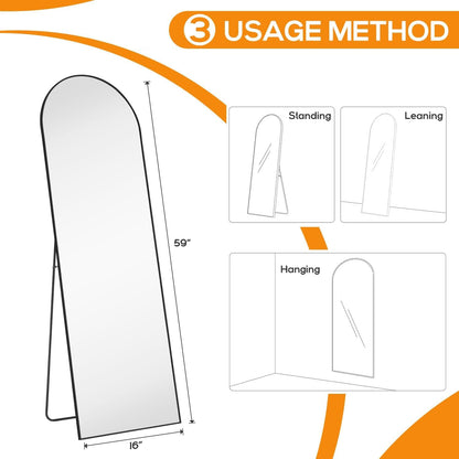 Mirror Full Length, Upgraded 16"x59" Body Wall Mirrors with Shatter-Proof Glass, Floor Standing, Hanging or Leaning, Tall Mirror with Stand Aluminum Alloy Frame for Bedroom Cloakroom