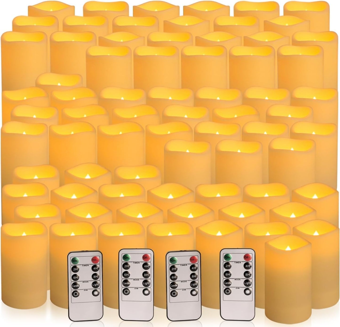 YOROXRG Set of 24 Waterproof Outdoor Flameless Candles, LED Candles with 4 Remote and Timer,(H 4" 5" 6" x D 2.2"),for Halloween Wedding Festiv