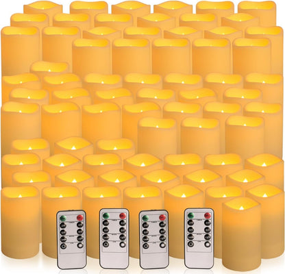 YOROXRG Set of 24 Waterproof Outdoor Flameless Candles, LED Candles with 4 Remote and Timer,(H 4" 5" 6" x D 2.2"),for Halloween Wedding Festiv