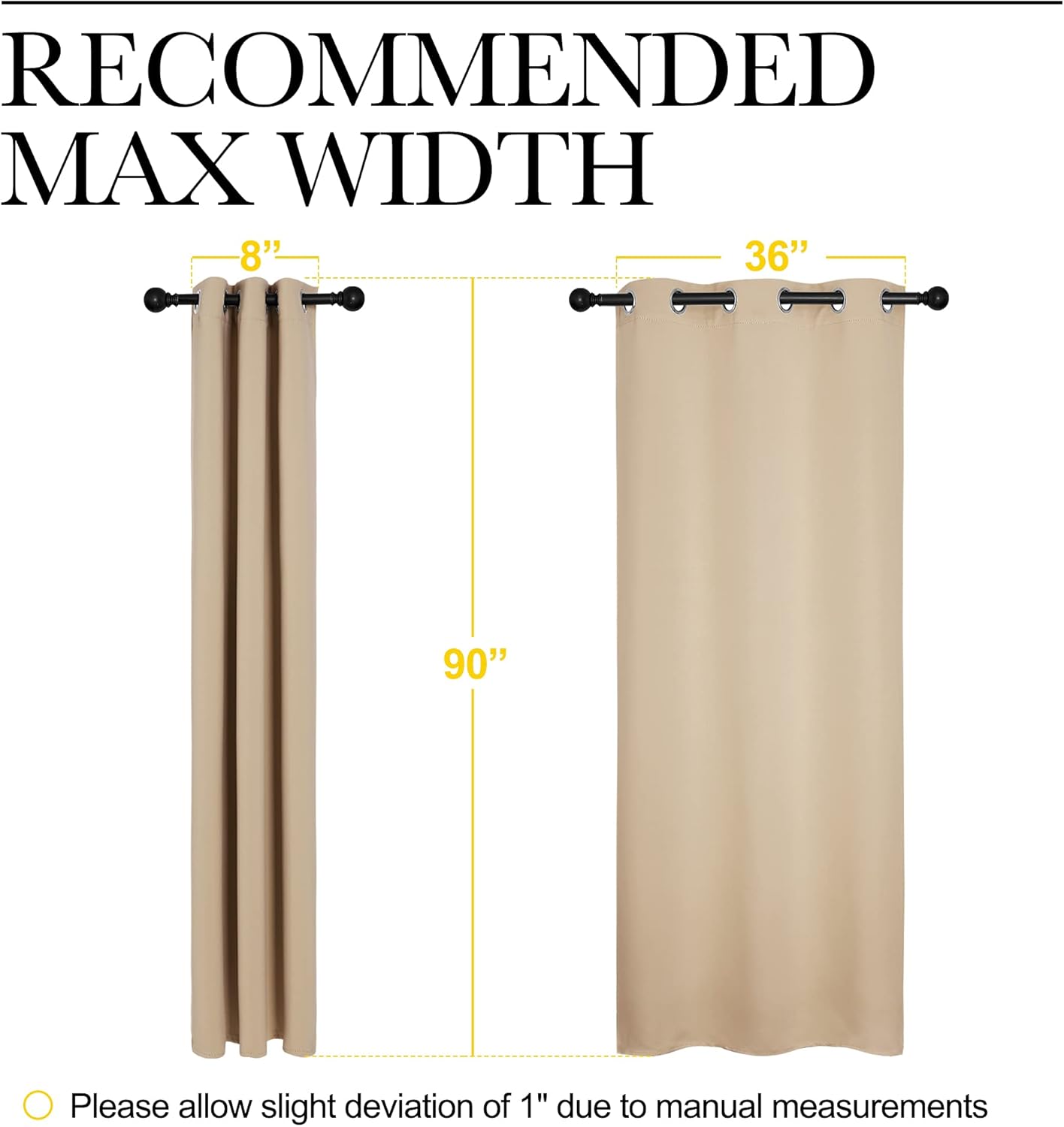 NICETOWN Halloween Pitch Black Solid Thermal Insulated Grommet Blackout Curtains/Drapes for Bedroom Window (2 Panels, 42 inches Wide by 63 inches Long, Black) - Colors D