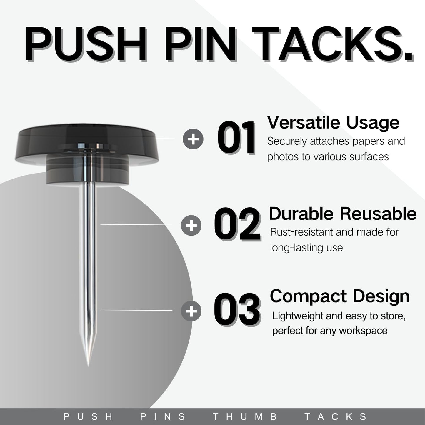 150 PCS Clear Push Pins Tacks Count in Reusable Box for Bulletin Boards and Wall Displays Heavy Duty Plastic Head