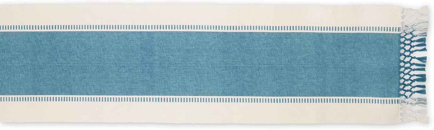 DII Dobby Stripe Woven Table Runner, 13x72-inch, French Blue