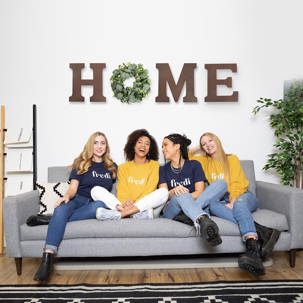Pinkpum Wood Home Sign with Artificial Eucalyptus Wreath for O, Hanging Farmhouse Wall House Decor Wood Letters for Wall Art Rustic Home Decor, Wall Decor for Living Room Kitchen Entryway (Black)