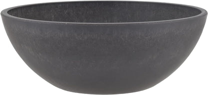 PSW Pot Collection M30DC 12-inch Plastic/Stone/Wood Composite Low Bowl Planter – No Drainage Hole (Drillable), Shallow Indoor/Outer Pot for Succulents, Bonsai, Fairy Gardens, Herbs, Dark Charcoal