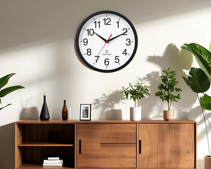 Rohioue Wall Clock Modern 8 Inch Battery Operated Silent Non Ticking Small Analog Clock for Living Room Office Home Bedroom Kitchen Bathroom(Black)