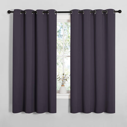 NICETOWN Halloween Pitch Black Solid Thermal Insulated Grommet Blackout Curtains/Drapes for Bedroom Window (2 Panels, 42 inches Wide by 63 inches Long, Black) - Colors D