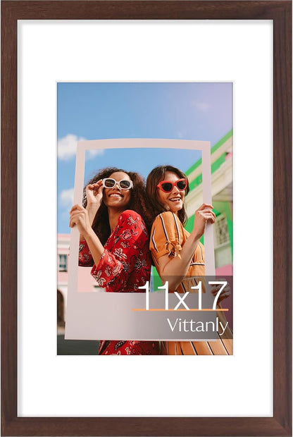 Vittanly 11x14 Picture Frame, Display Pictures 8x10 with Mat or 11x14 without Mat, Photo Frame for Wall Mounting, Black, 1 Pack - Colors B