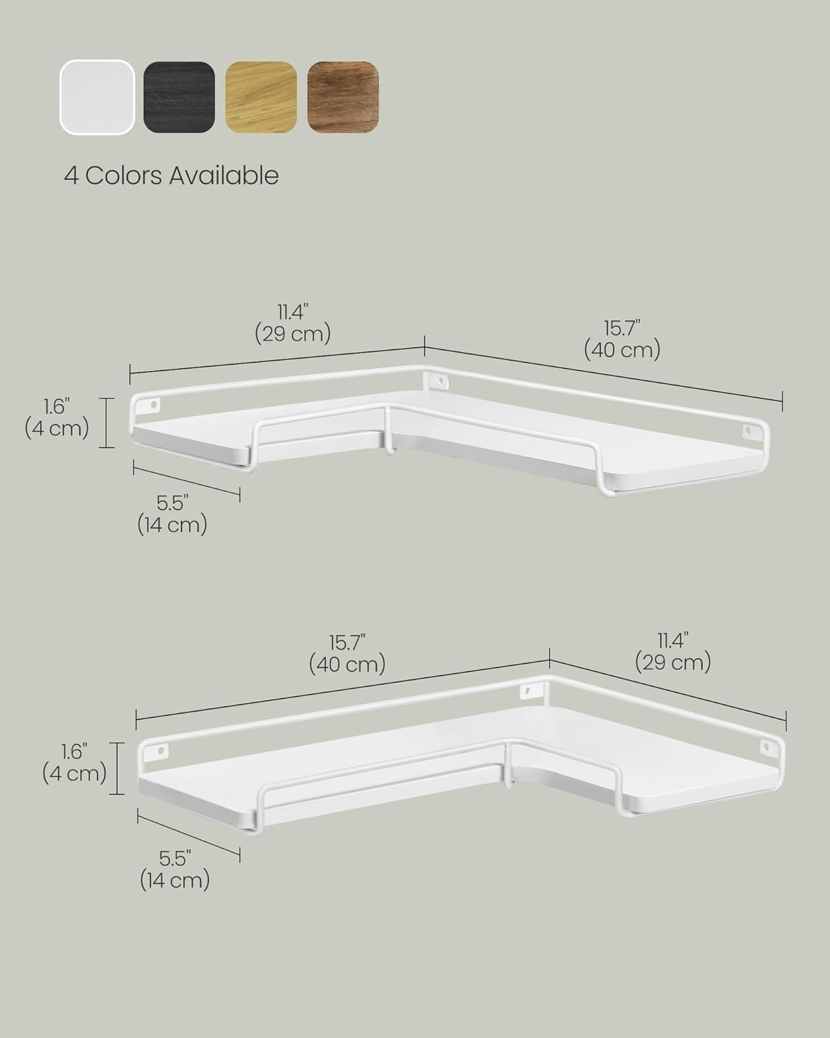 VASAGLE Corner Shelf Wall Mount Set of 2, Floating Shelves, Small Wall Shelf for Decor Storage, for Living Room Bedroom Kitchen Bathroom, Rustic Brown and Black ULLS831B01