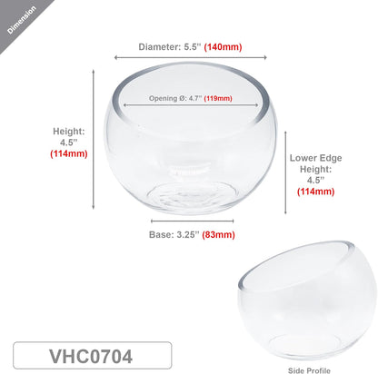 WGVI Clear Slant Cut Bowl Glass Vase, Glass Terrarium, Candy Dish, Glassware, Slant Open: 7". Height: 6" x 2.7". Base: 4" (1 Piece)
