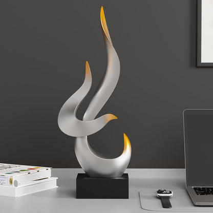 Black Fire Flame Sculpture, Modern Abstract Resin Statue, Art Statue Home Decor for Living Room TV Stand Coffee Table Shelf Accents Decor.
