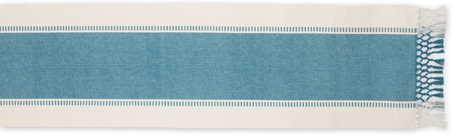 DII Dobby Stripe Woven Table Runner, 13x72-inch, French Blue