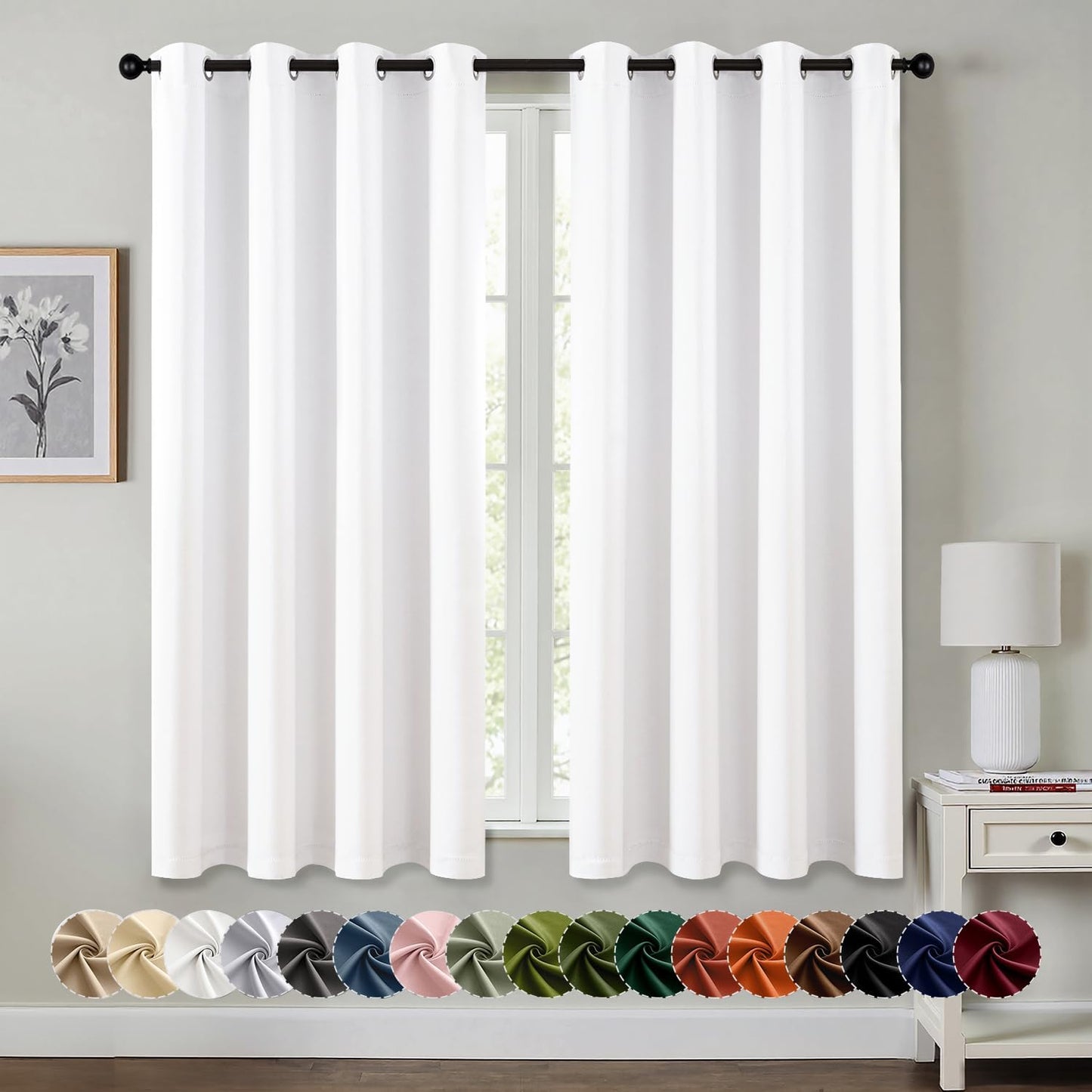 MIULEE Blackout Curtains for Bedroom Living Room 2 Panels, Thermal Insulated Room Darkening Drapes Grommet Noise Reducing Light Blocking Window Treatments 63 Inches Long 40x63 Inch Black - Colors A