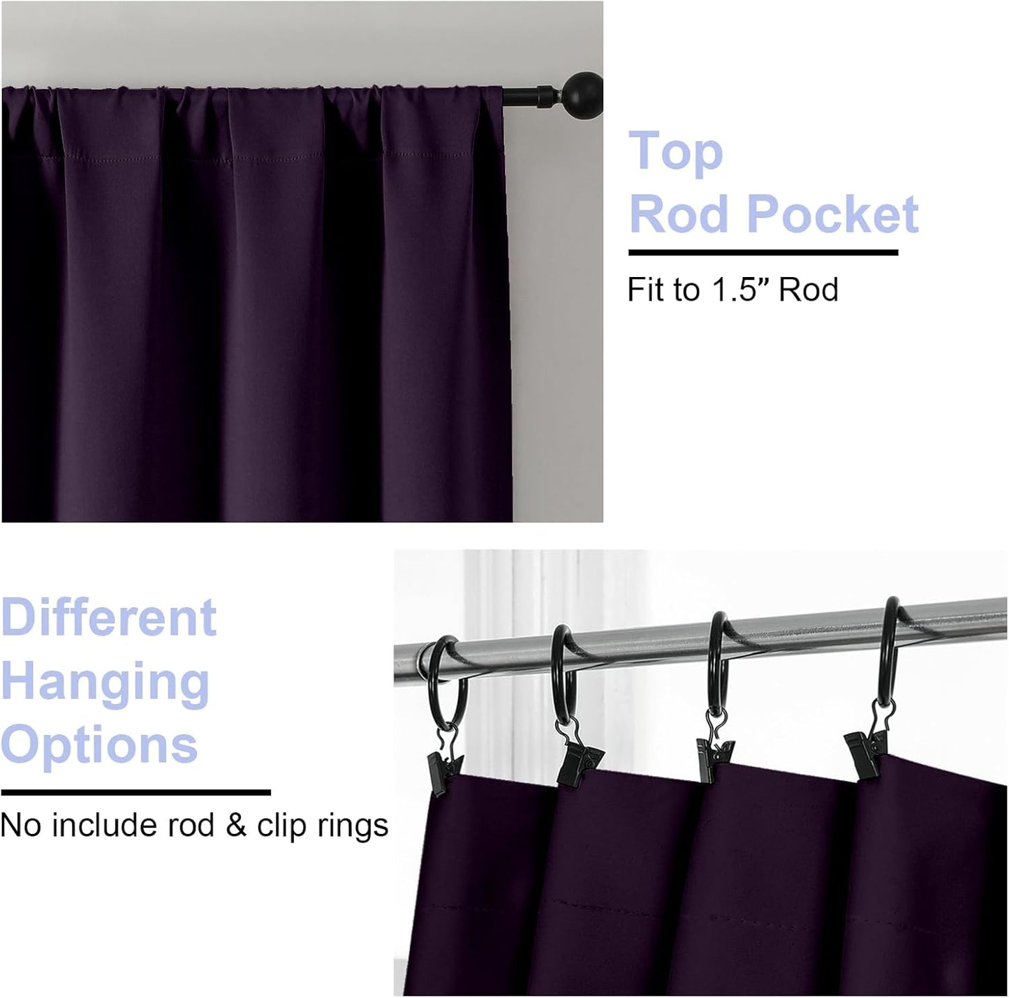 Simplebrand Ava Sage Green Blackout Curtains for Bedroom 63 Inch Length 2 Panels Set, Solid Thermal Insulated Energy Saving Rod Pocket Window Treatment Curtains Blackout Drapes, W40 x L63 Inch, Sage - Colors B