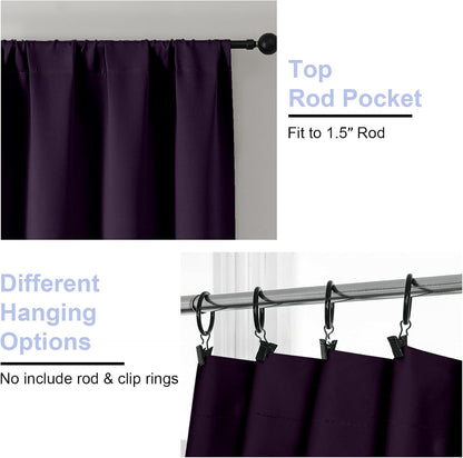 Simplebrand Ava Sage Green Blackout Curtains for Bedroom 63 Inch Length 2 Panels Set, Solid Thermal Insulated Energy Saving Rod Pocket Window Treatment Curtains Blackout Drapes, W40 x L63 Inch, Sage - Colors B