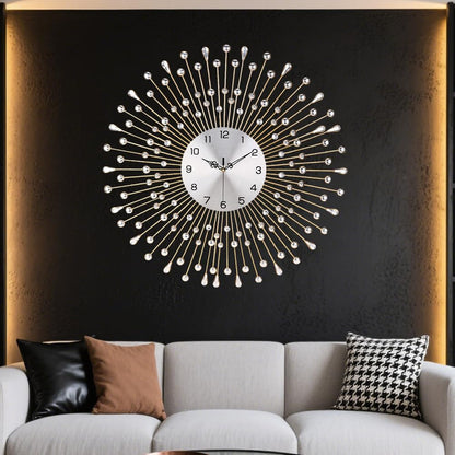 SIN&MI Large Wall Clocks, Silent Sunflower Shape Chic Decorative Wall Clock, Modern Non-Ticking Round Clock Dial Iron Metal Wall Clock for Living Room Decor Entrance Office Cafe 20 Inch
