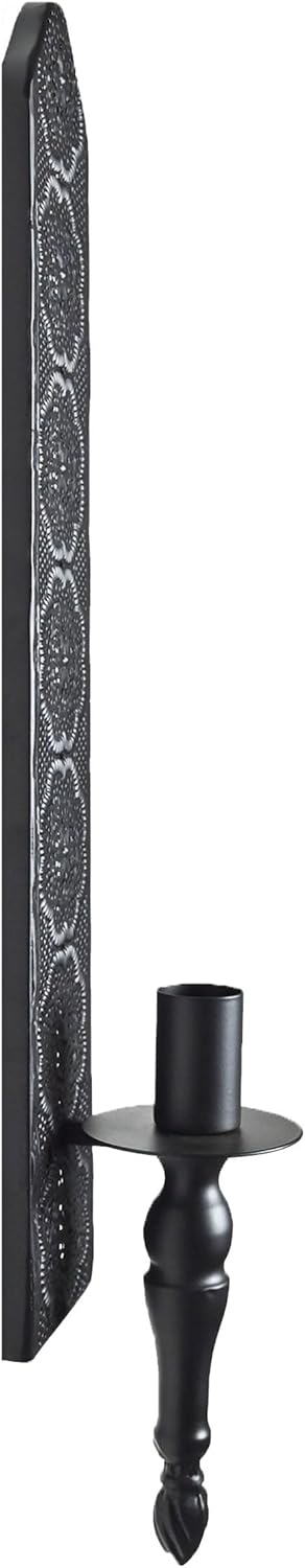 Metal Wall Candle Sconce Holder Set of 2 Hanging Wall Mounted Candle Sconces Holder, Wall Sconces Decor for Bedroom Dining Room, Black 10inch×6inch