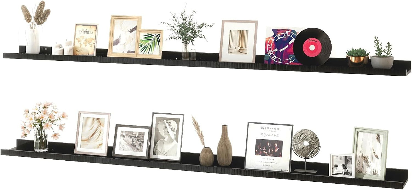 White Floating Shelves for Wall Decor, Wall Mounted Wood Storage Shelf for Bedroom, Living Room, Bathroom, Kitchen, Nursery, Display Picture Ledge Shelf with Lip Set of 2-14 Inches, White