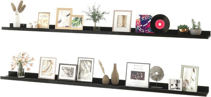 White Floating Shelves for Wall Decor, Wall Mounted Wood Storage Shelf for Bedroom, Living Room, Bathroom, Kitchen, Nursery, Display Picture Ledge Shelf with Lip Set of 2-14 Inches, White