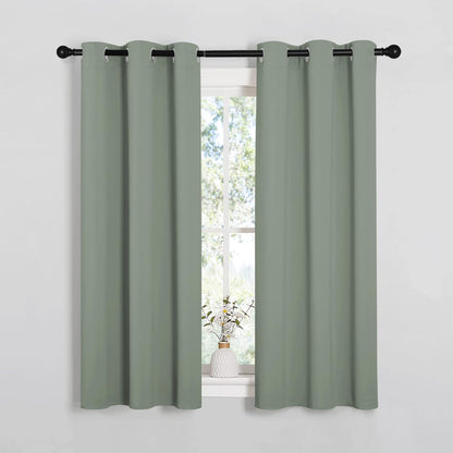 NICETOWN Halloween Pitch Black Solid Thermal Insulated Grommet Blackout Curtains/Drapes for Bedroom Window (2 Panels, 42 inches Wide by 63 inches Long, Black) - Colors B