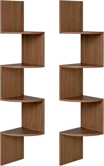 HOOBRO Corner Shelf Wall-Mounted, Set of 2 Floating Corner Shelves for Wall, 4-Tier Corner Bookshelves for Living Room, Bedroom, Bathroom, Home Office, Black BK25BJP201
