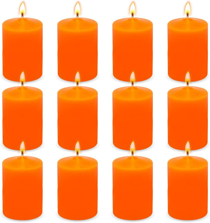 12 Pack Ivory 2x3 Inch Pillar Candles, 22 Hours Unscented Column Candles, Dripless Smokeless Unscented Candles for Home Weddings Restaurant Spa Church and Emergency