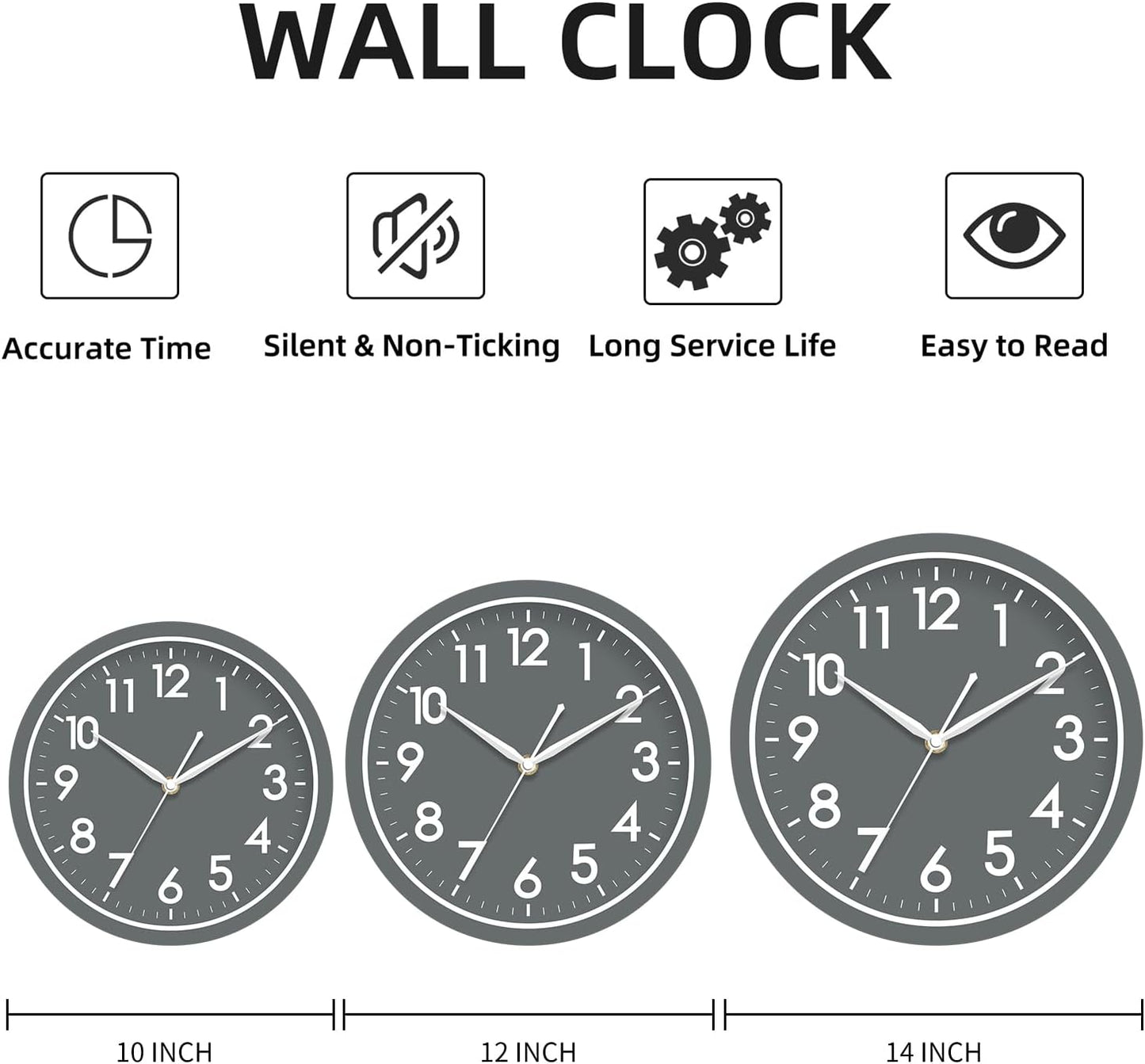 AKCISOT Wall Clock, Modern Small Wall Clocks Battery Operated 8 Inch, Silent Non-Ticking Analog Classic for Office, Home, Bathroom, Kitchen, Bedroom, School(Black)