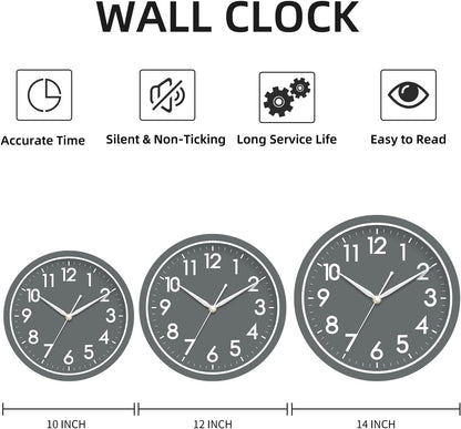 AKCISOT Wall Clock, Modern Small Wall Clocks Battery Operated 8 Inch, Silent Non-Ticking Analog Classic for Office, Home, Bathroom, Kitchen, Bedroom, School(Black)