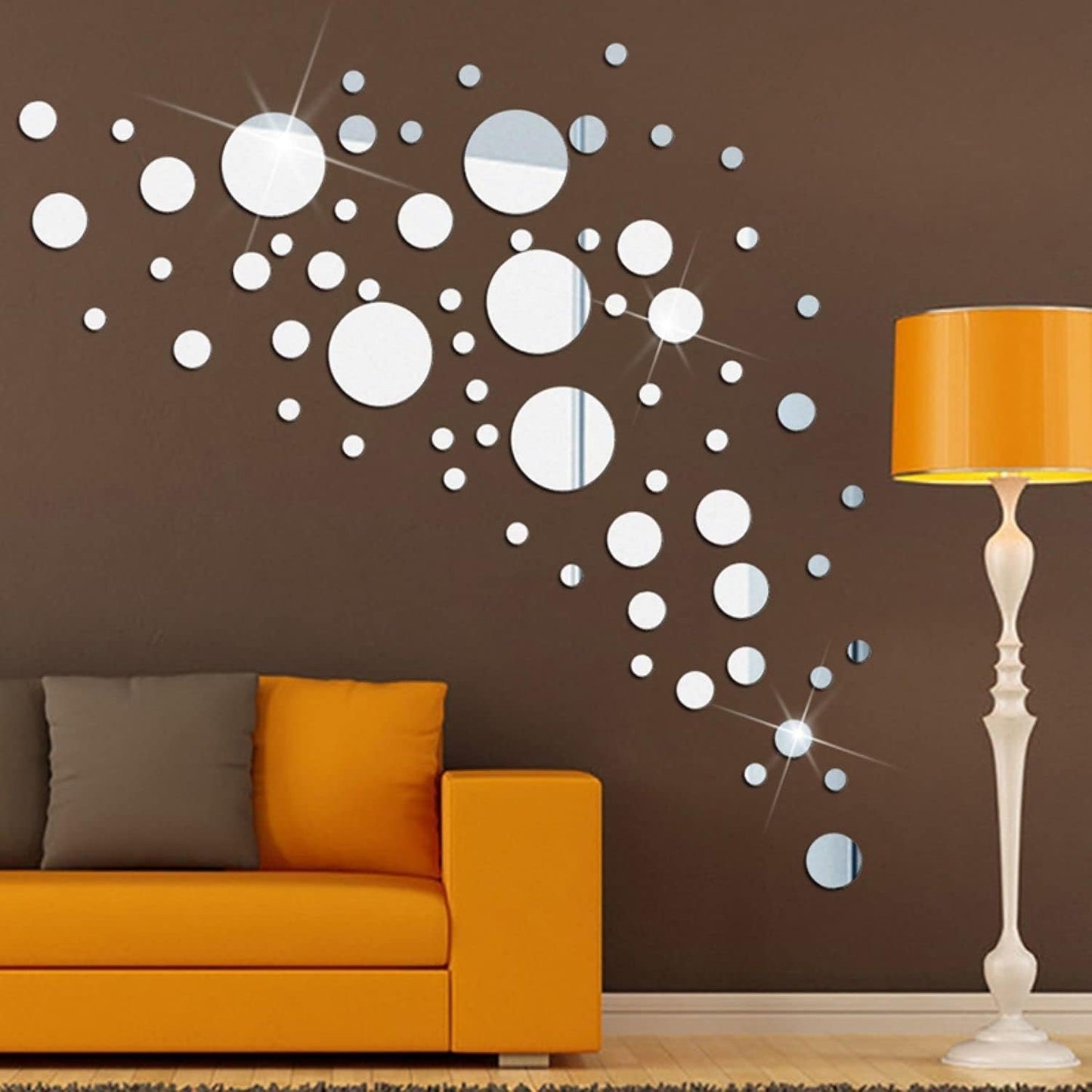 7.87" Round Wall Mirror Tile Self Adhesive Acrylic Mirror Sheet Sticker for Bathroom, Bedroom, Door, Home Decor
