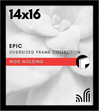 Americanflat 16x20 Picture Frame with Polished Plexiglass - Black Picture Frame - Wide Photo Frames Made of Engineered Wood for Vertical or Horizontal Wall Display - Epic Collection - Black - Colors A