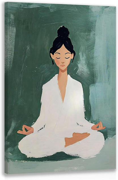 GELDSTEI Calm Zen Botanical Canvas Wall Art, White Lotus Blooming on Stones in Water Aesthetic Pictures, Yoga Spa Meditation Room Decor, Modern Spiritual Poster Prints for Zen Office Framed Set of 3, Each 12x16 Inch