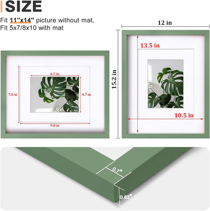 Egofine 12x16 Picture Frame Black, Covered by Plexiglass Made of Solid Wood, Display Pictures 9x12 and 11x14 with Mat or 12x16 Without Mat, for Wall Mounting Photo Frame - Colors A