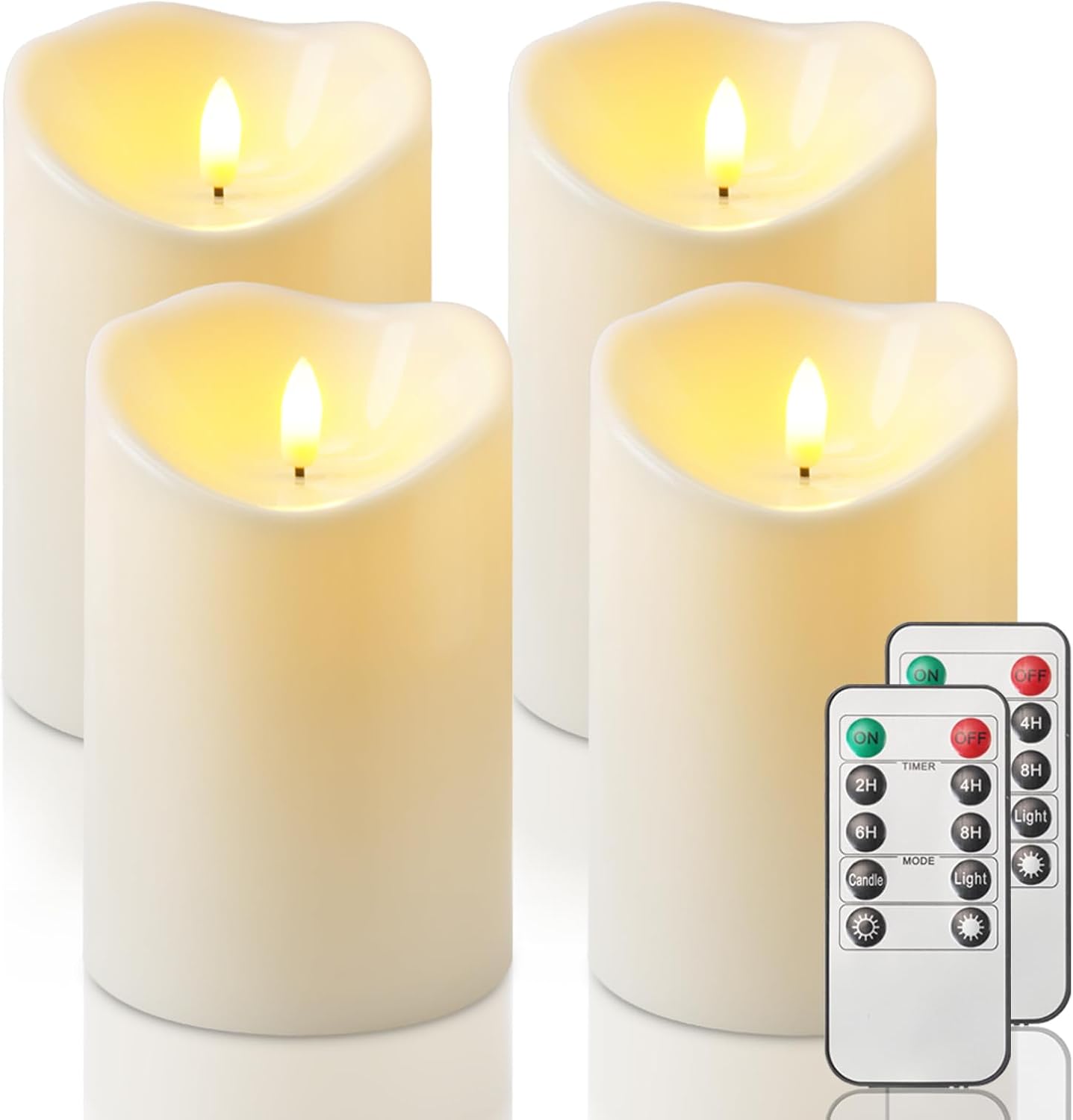 Homemory 6"x3" Outdoor Waterproof Flameless Candles, LED Candles, Battery Operated Candles with Remote and Timers, Electric Fake Plastic Pillar Candles, Ivory White, Set of 2
