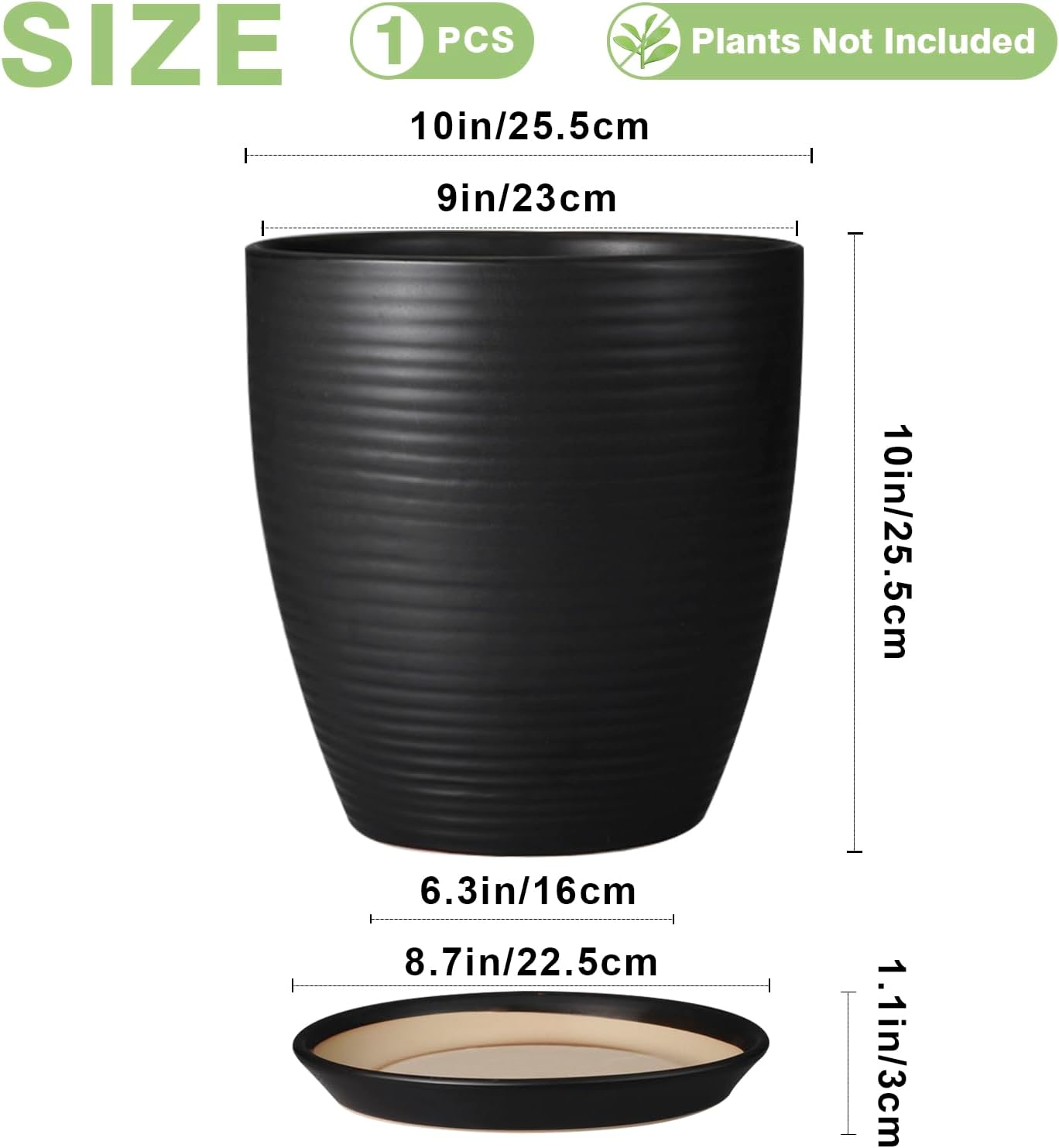 Ceramic Pots for Plants - 6 Inch Plant Pot with Drainage Hole and Saucer, Round Planters for Indoor Outdoor, Flower Pots, Modern Planter, Home Office Room Decor, Gifts for Plant Lovers, White